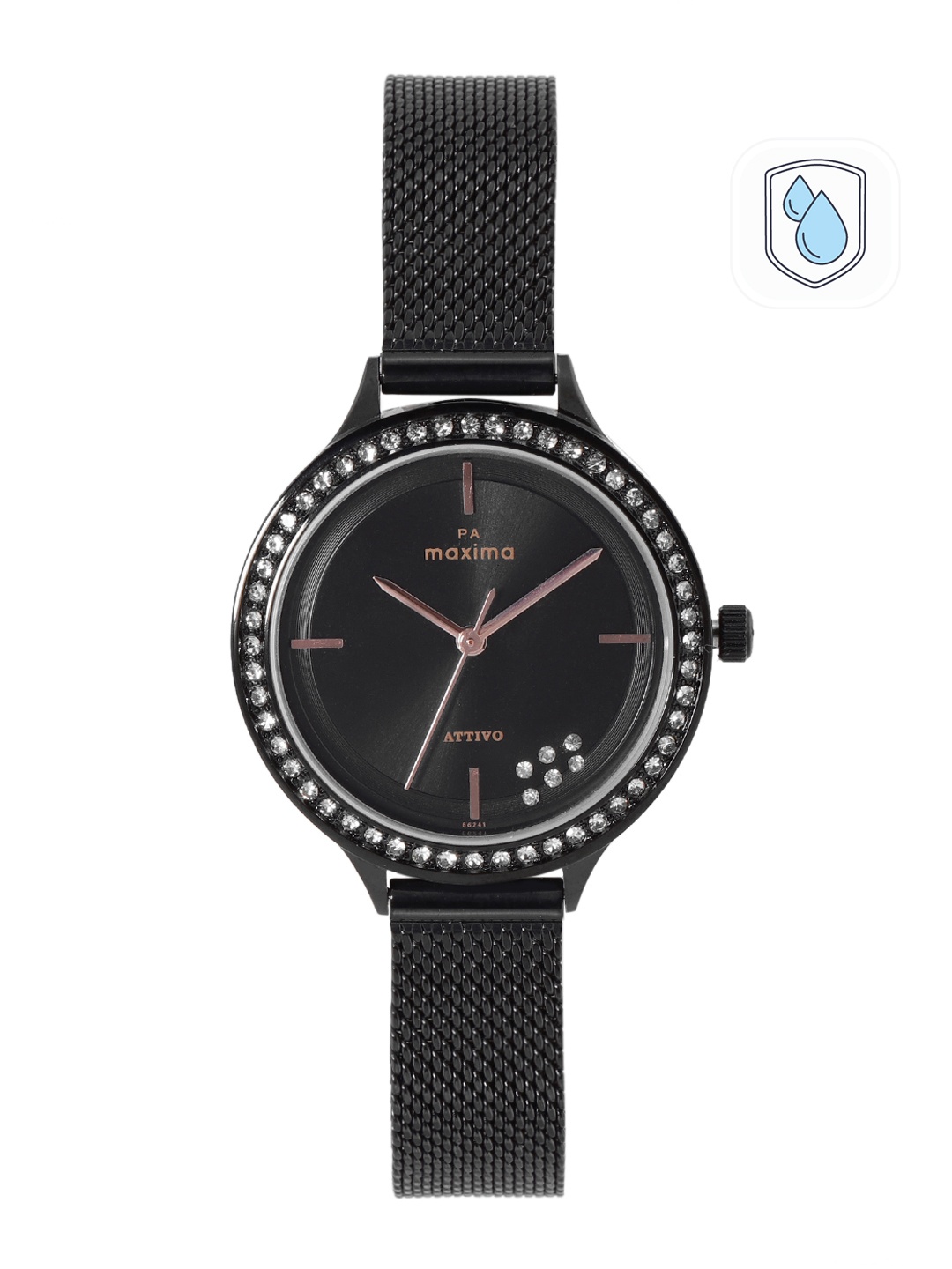 

maxima Women Embellished Bracelet Style Analogue Watch 66241CMLB, Black