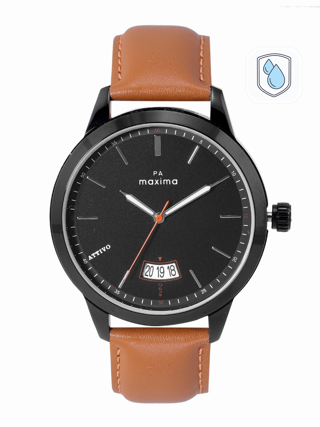 

maxima Men Brown Brass Dial & Brown Leather Straps Analogue Watch 57720LMGB, Black