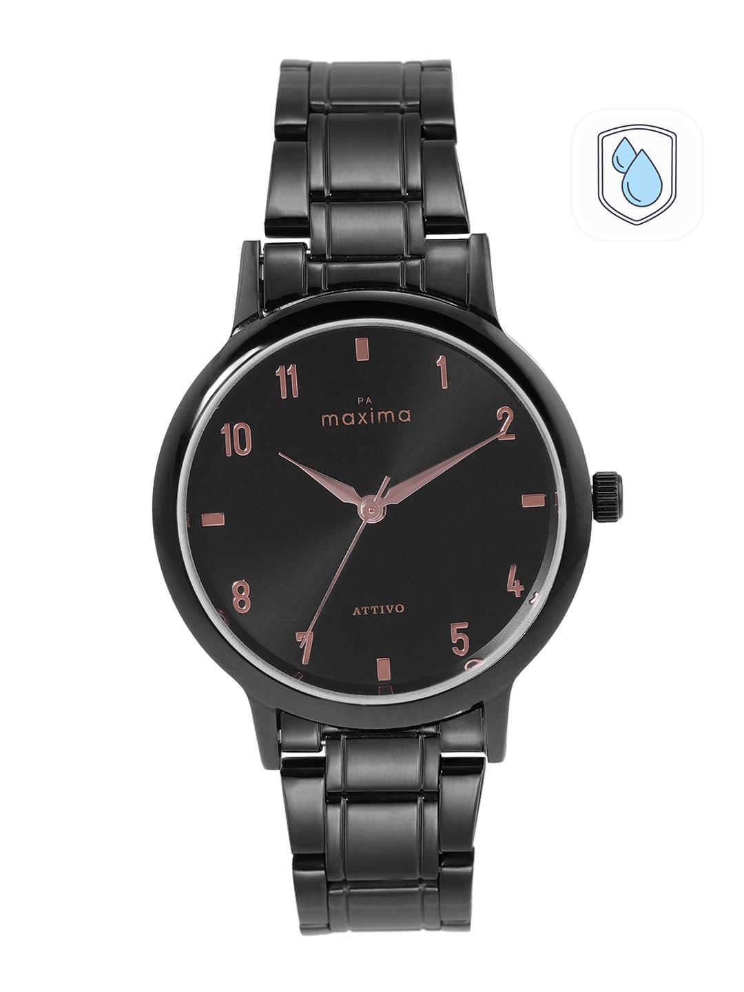 

maxima Women Stainless Steel Bracelet Style Straps Analogue Watch 67113CMLB, Black