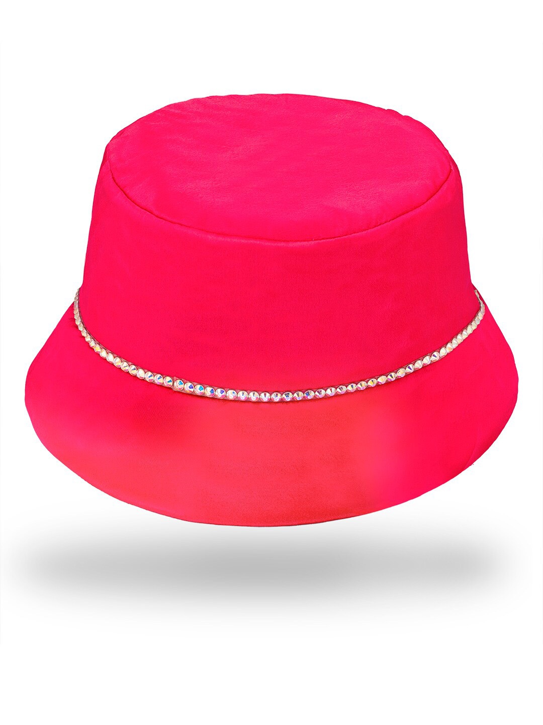 

HAIR DRAMA COMPANY Silk Satin Bucket Hat With Rhinestones, Pink