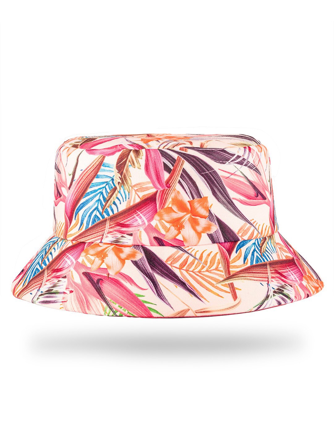 

HAIR DRAMA COMPANY Women Tropical Printed Reversible Bucket Hat, Peach