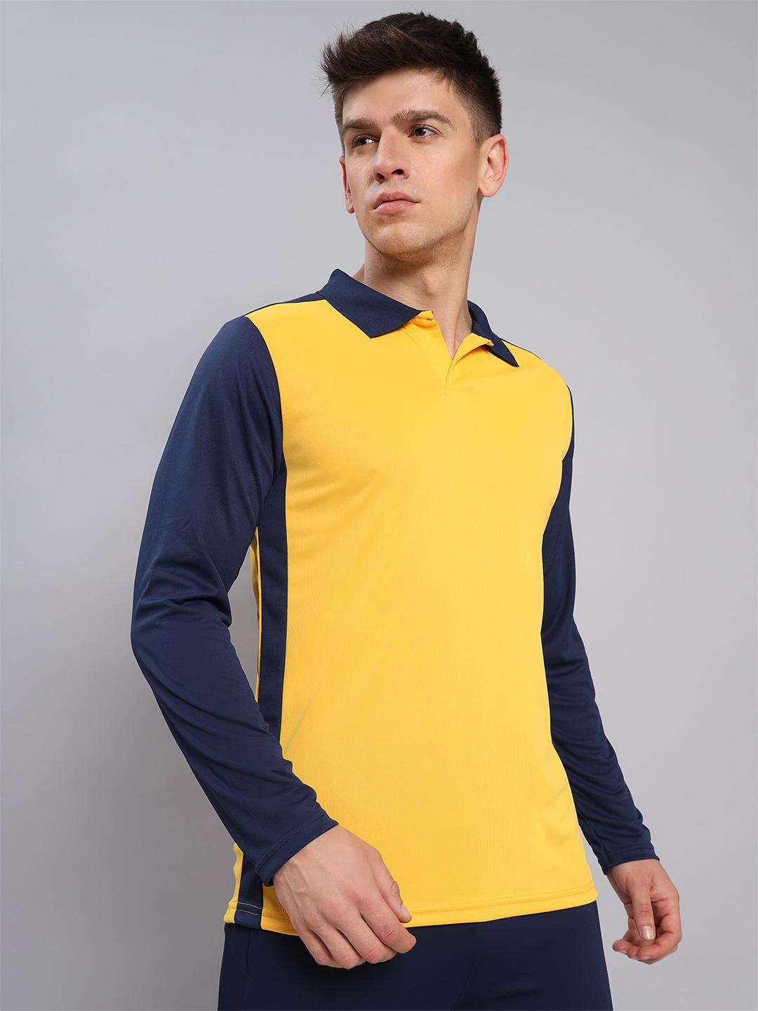 

Technosport Polo Collar Colourblocked Antimicrobial Slim Fit T-shirt, Yellow
