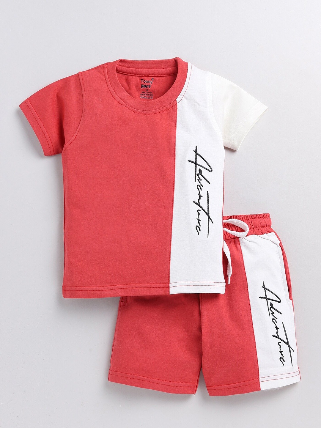 

Toonyport Boys Printed Pure Cotton T-shirt With Shorts, Red