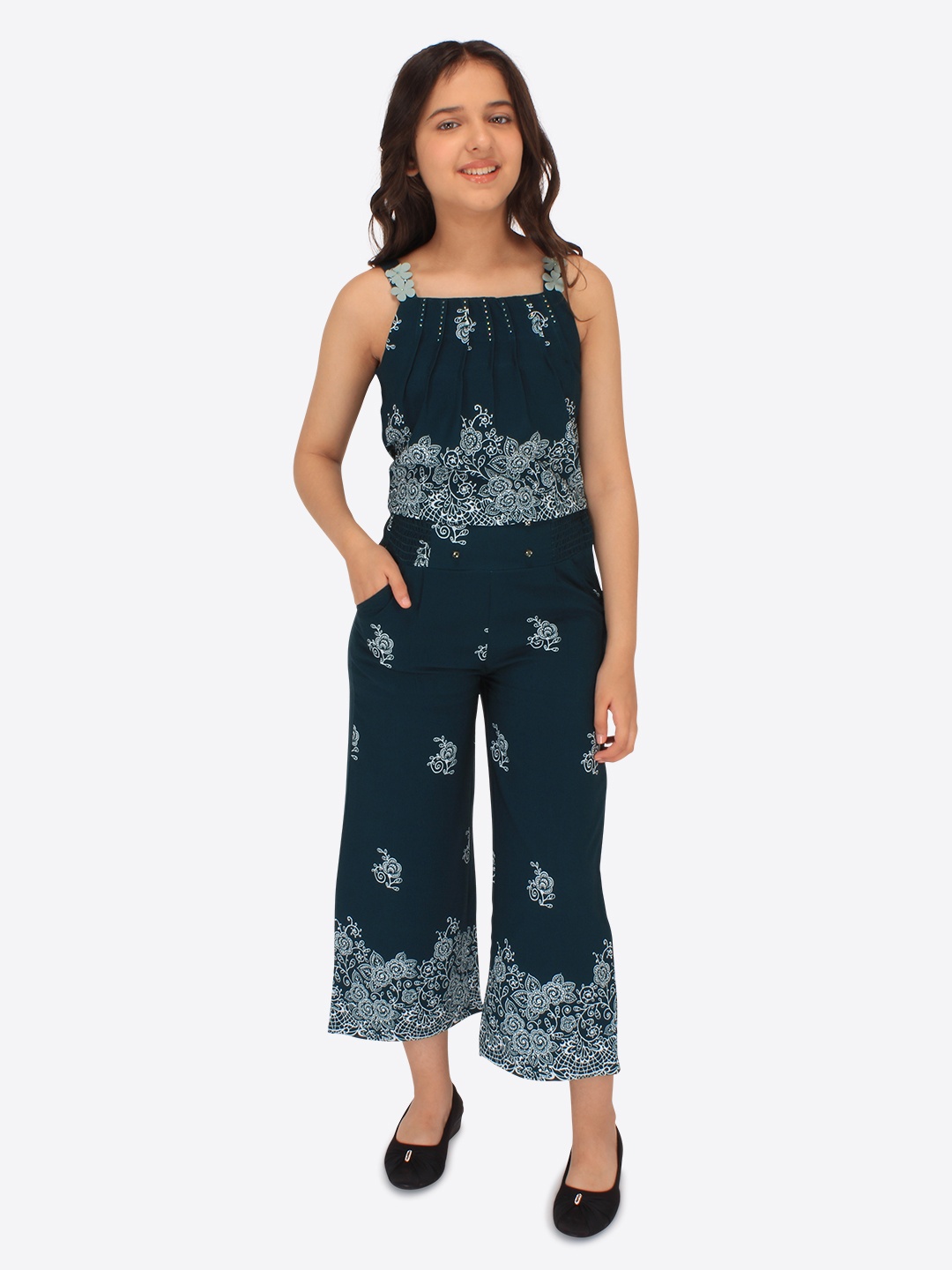 

CUTECUMBER Girls Printed Top with Trousers, Green