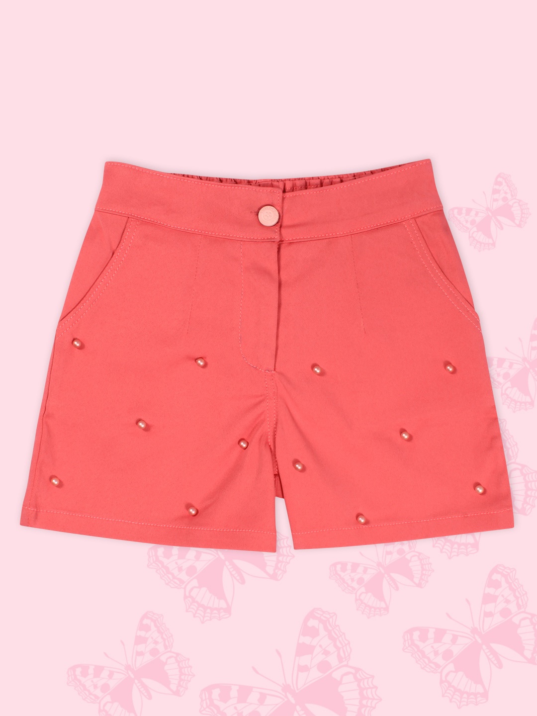 

CUTECUMBER Girls Floral Printed Shorts, Pink
