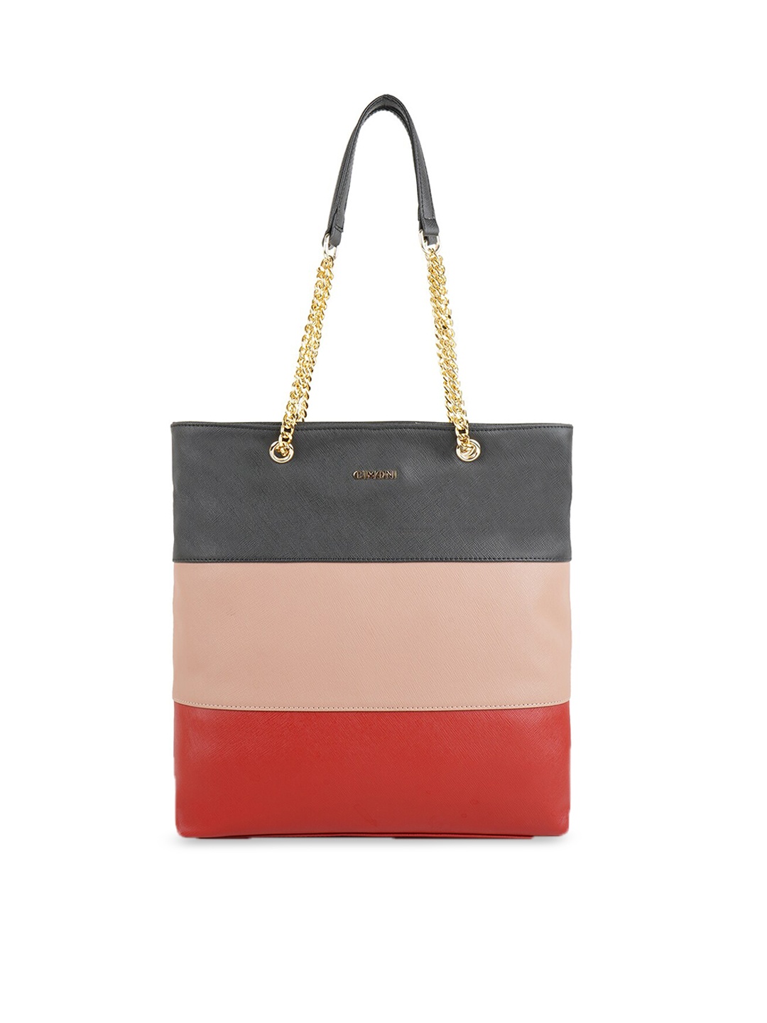 

CIMONI Striped Oversized Structured Shoulder Bag With Quilted, Black