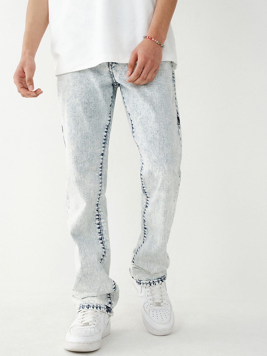 

True Religion Men Ricky Super T Straight Fit Heavy Fade Jeans, Blue