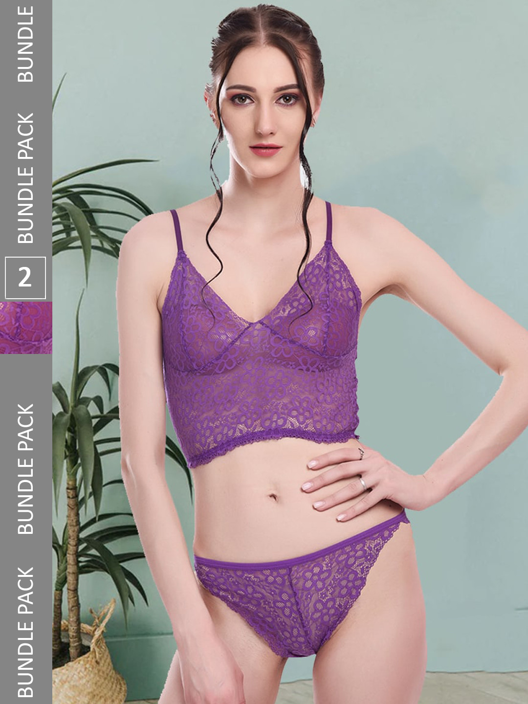 

Fleurt Pack Of 2 Self-Designed Lingerie Set Fleurt-Set-170-NEW-PR-206-PR-S, Purple