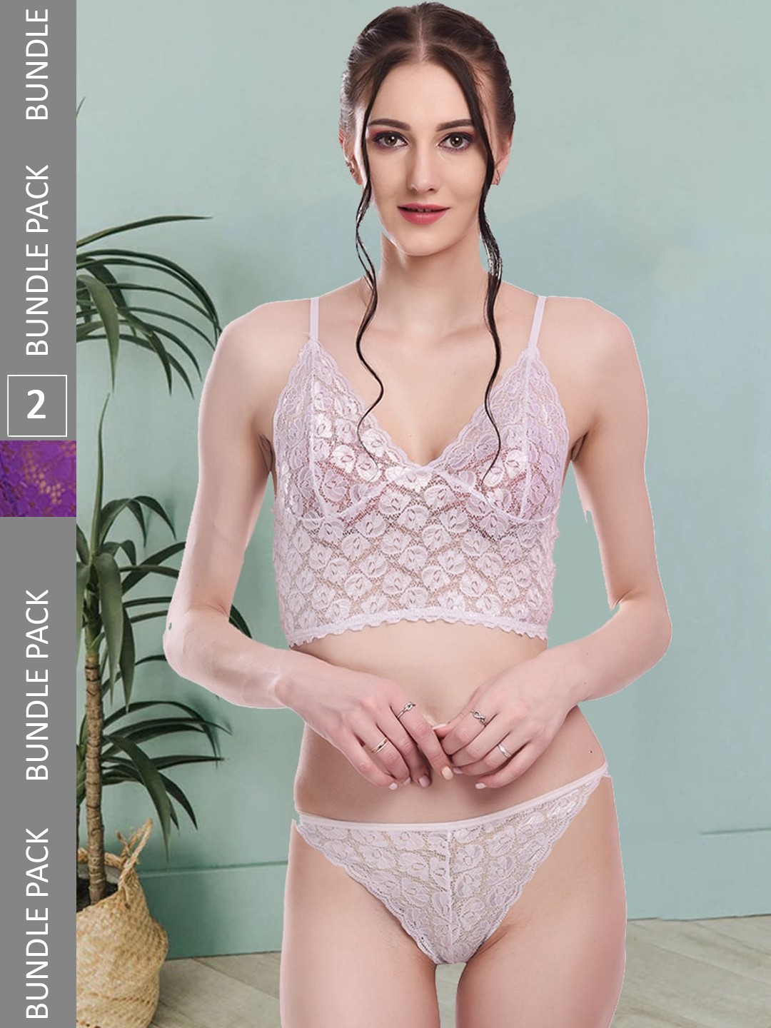 

Fleurt Pack Of 2 Self Design Laced Lingerie Set Fleurt-Set-170-NEW-WH-170-PR-L, White