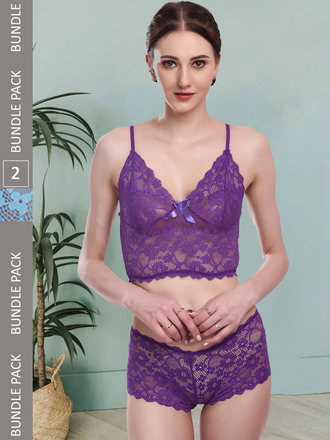 

Fleurt Pack Of 2 Self-Designed Lingerie Set Fleurt-Set-170-PR-206-S.BL-L, Purple
