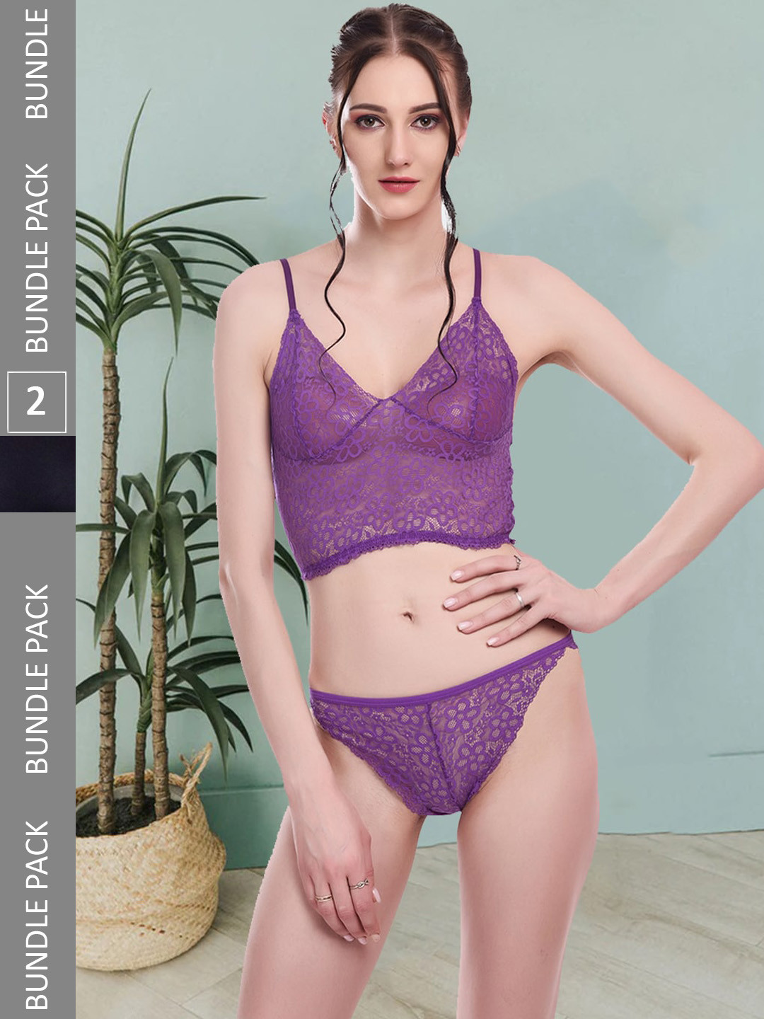

Fleurt Pack Of 2 Self-Designed Lingerie Set Fleurt-Set-170-NEW-PR-Bikini RG-S, Purple
