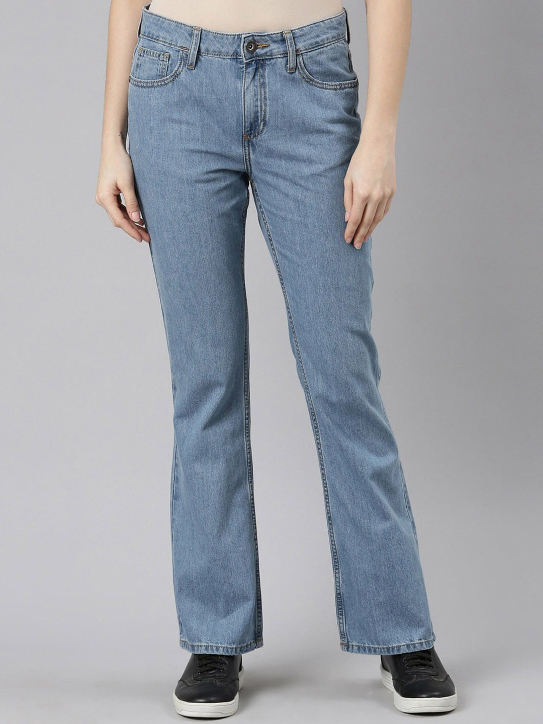 

American Bull Women Cotton Clean Look Bootcut Mid-Rise Jeans, Blue