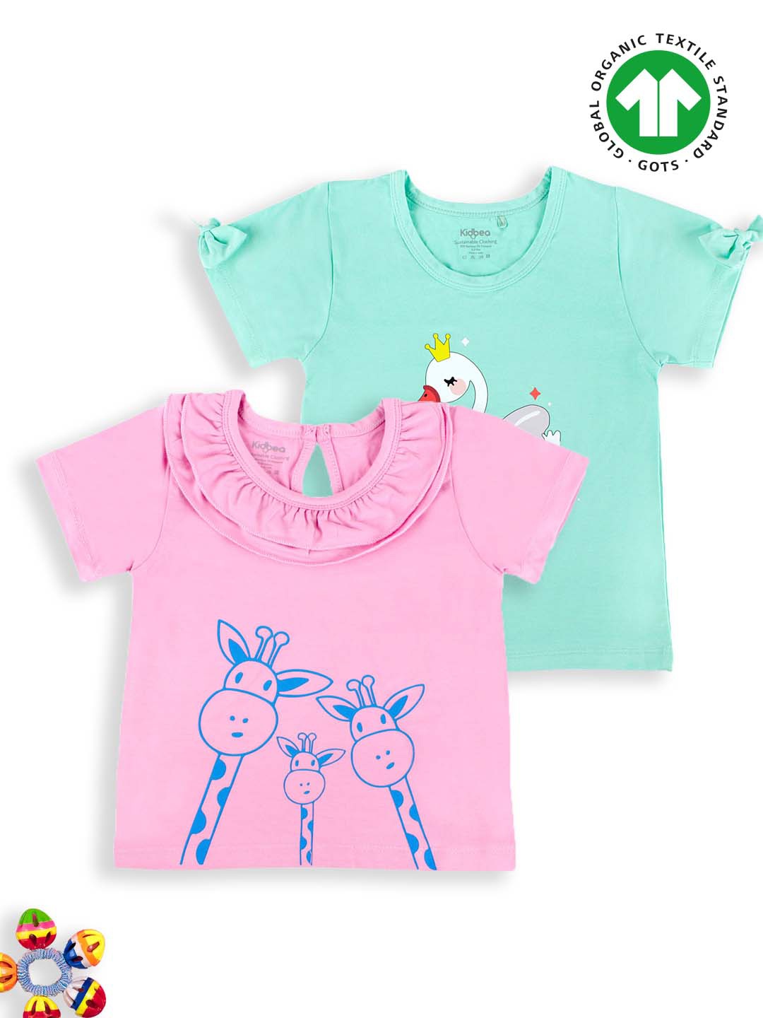 

Kidbea Infants Girls Pack Of 2 Printed Bamboo Tops, Pink