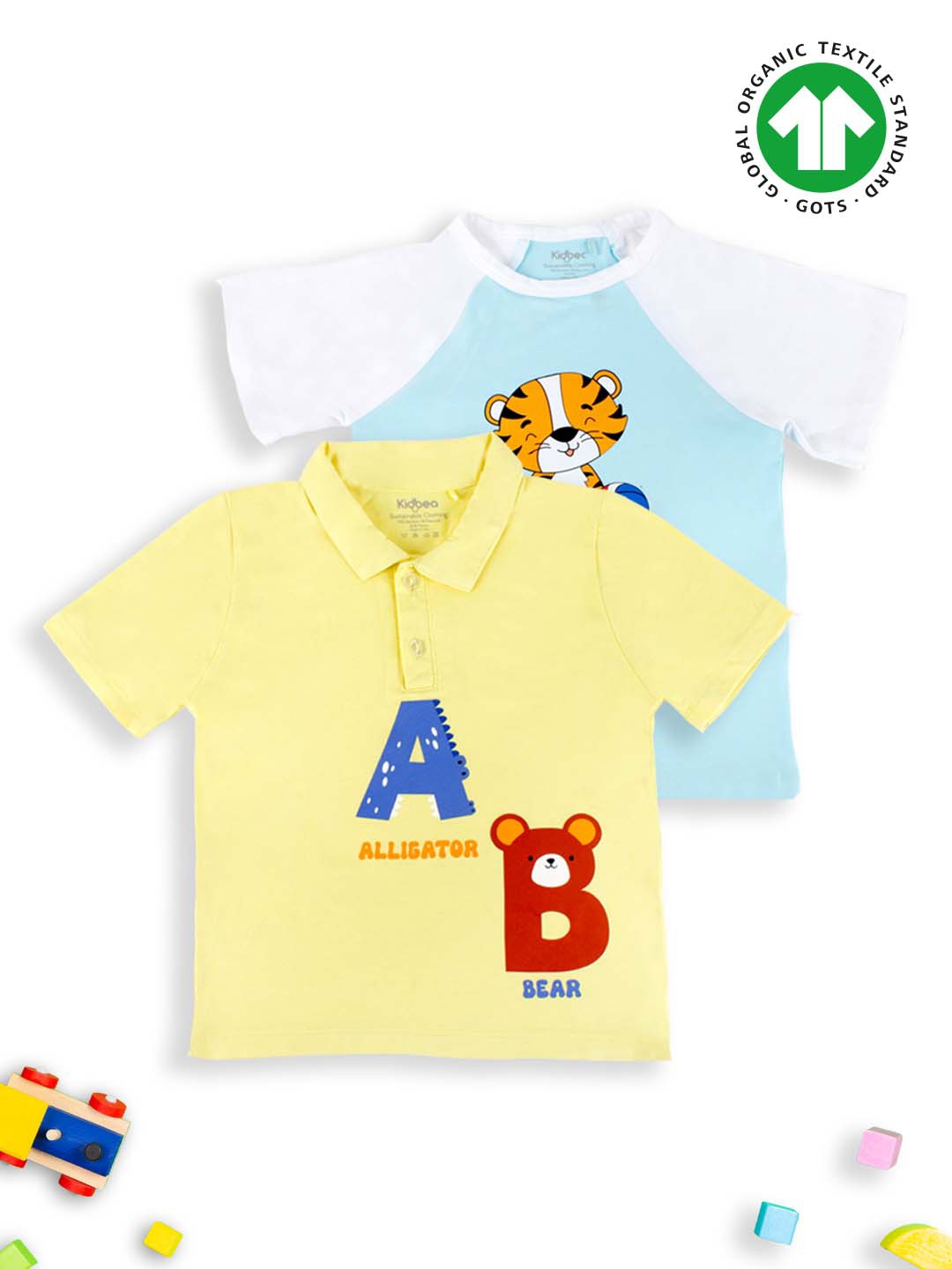 

Kidbea Infant Boys Pack Of 2 Printed Bamboo T-shirt, Yellow