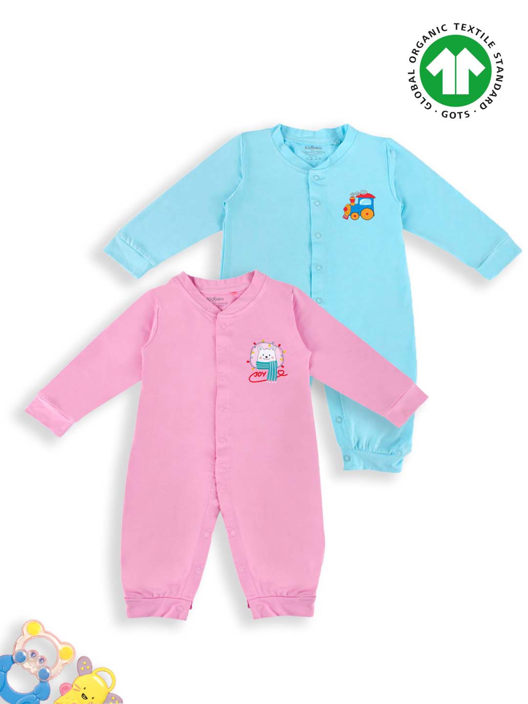 

Kidbea Infants Girls Set Of 2 Organic Bamboo Rompers, Blue