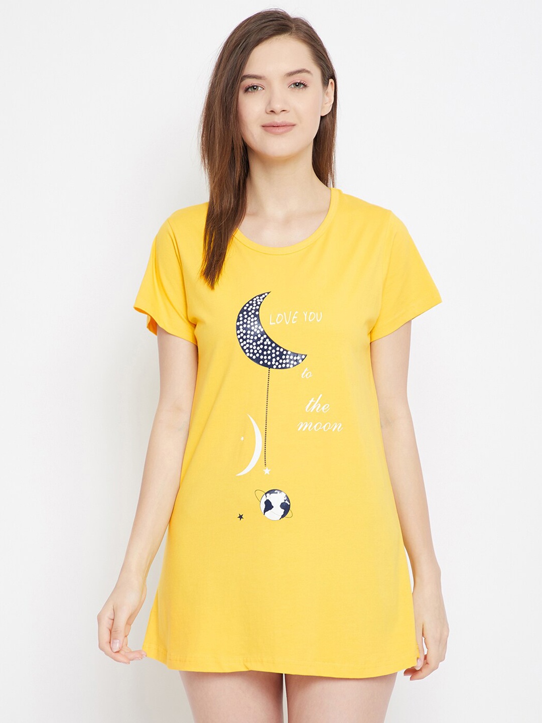 

FRENCH FLEXIOUS Graphic Printed Loose Fit T-Shirt, Yellow