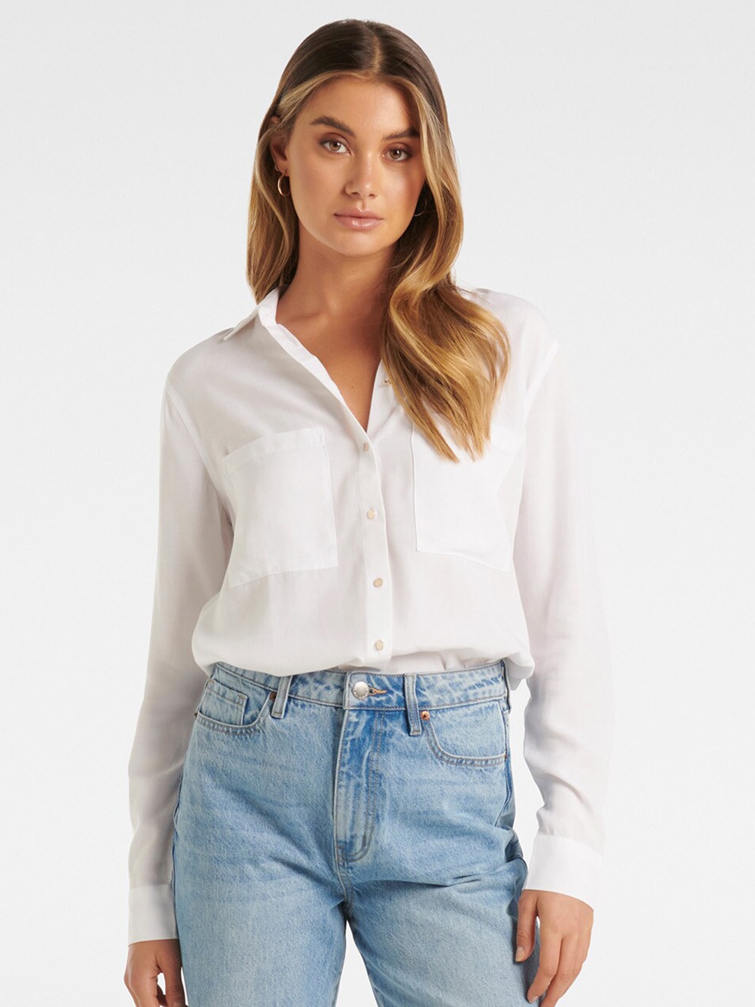 

Forever New Spread Collar Long Sleeves Casual Shirt, White