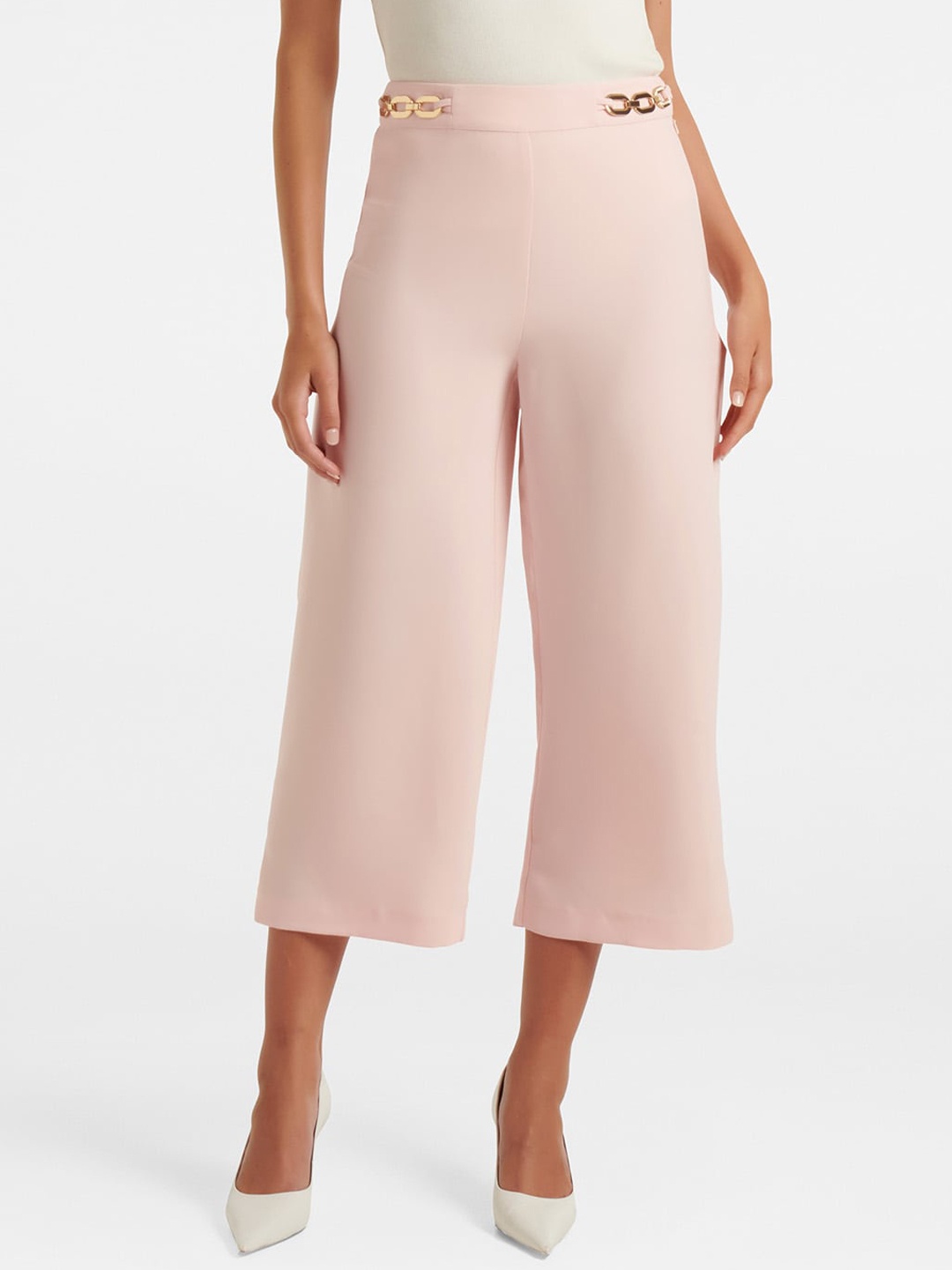 

Forever New Women High-Rise Culottes Trousers, Pink