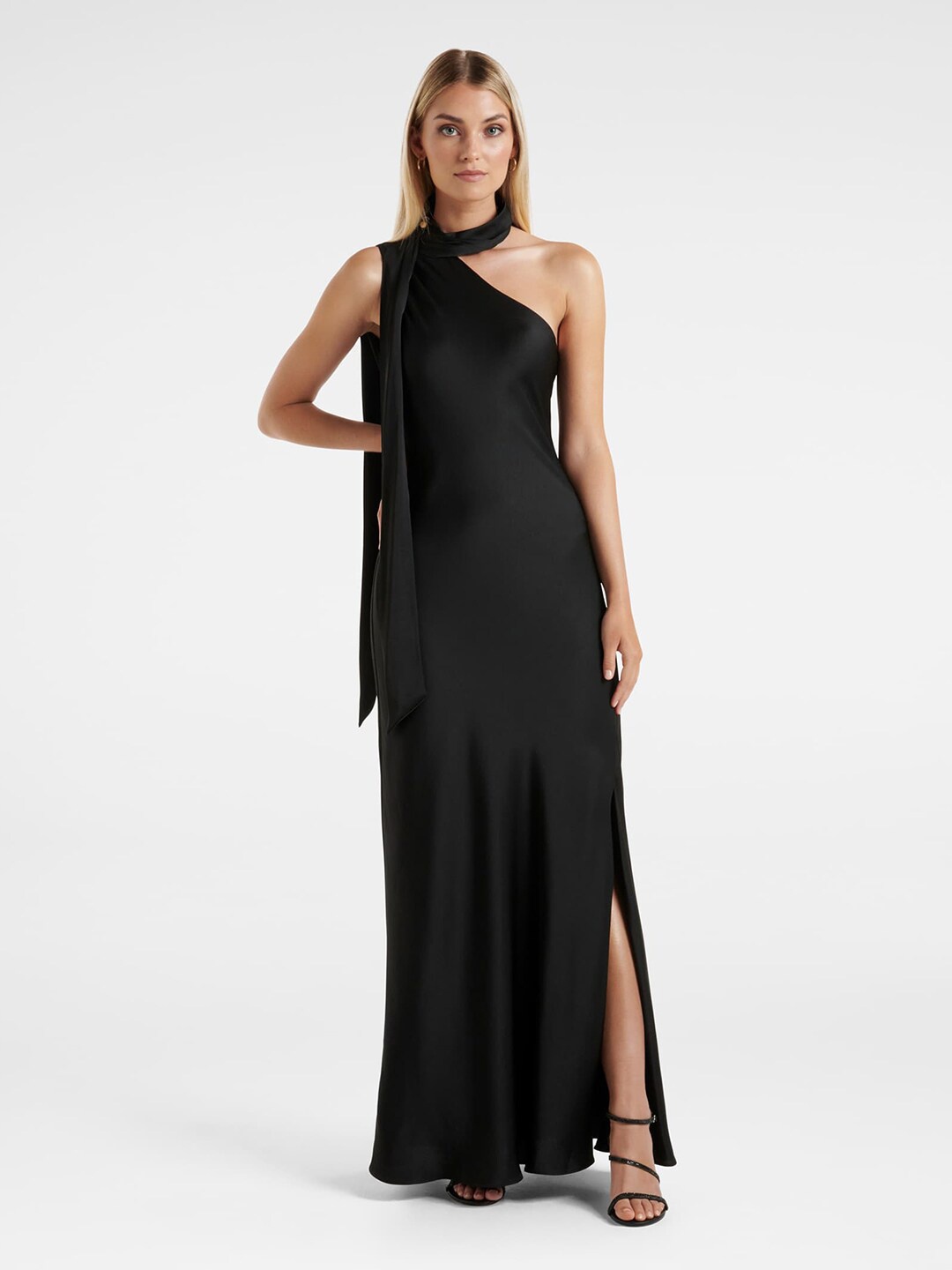 

Forever New Halter Neck Satin Maxi Dress, Black