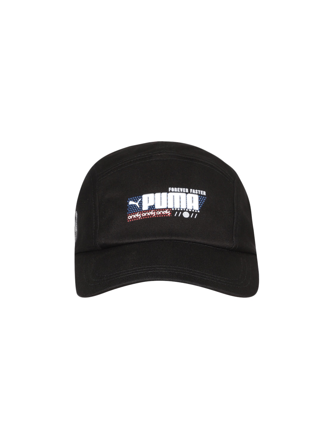 

one8 x PUMA Unisex Graphic 5 Panel Brand Logo Pure Cotton Printed Baseball Cap, Black