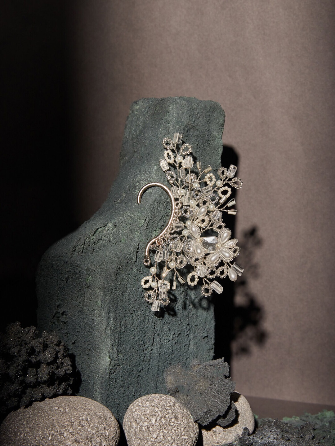 

D'oro Gold-Plated Contemporary Ear Cuff Earrings, Silver