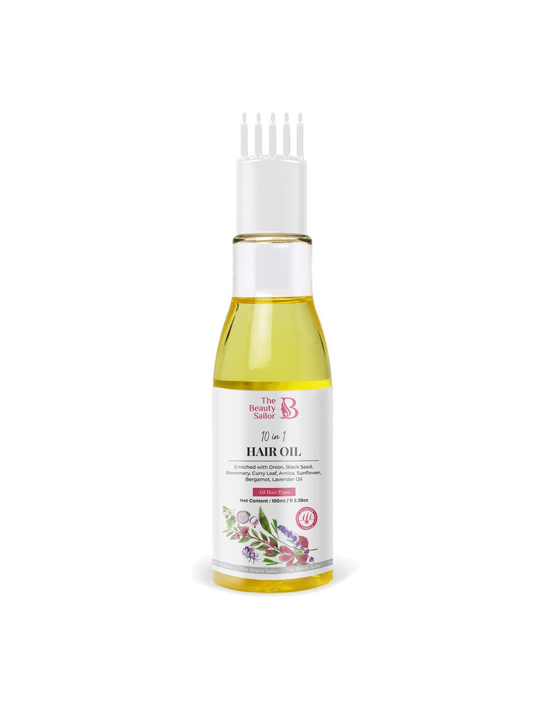 

The Beauty Sailor 10 in 1 Hair Oil With Onion Black seed & Lavender oil extracts - 100ml, White