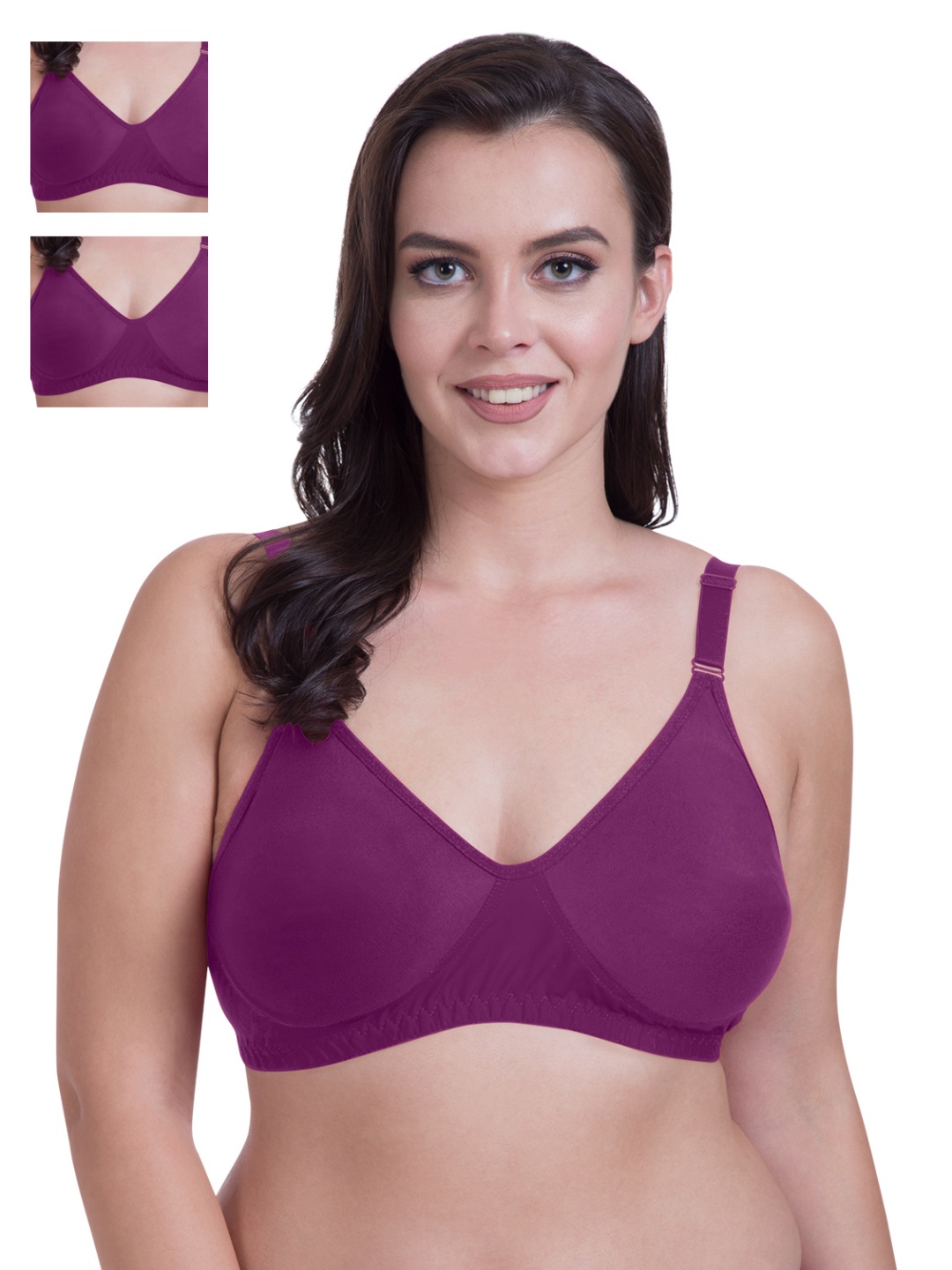 Rajnie Pack of 3 Magenta Full-Coverage T-shirt Bras RJ666