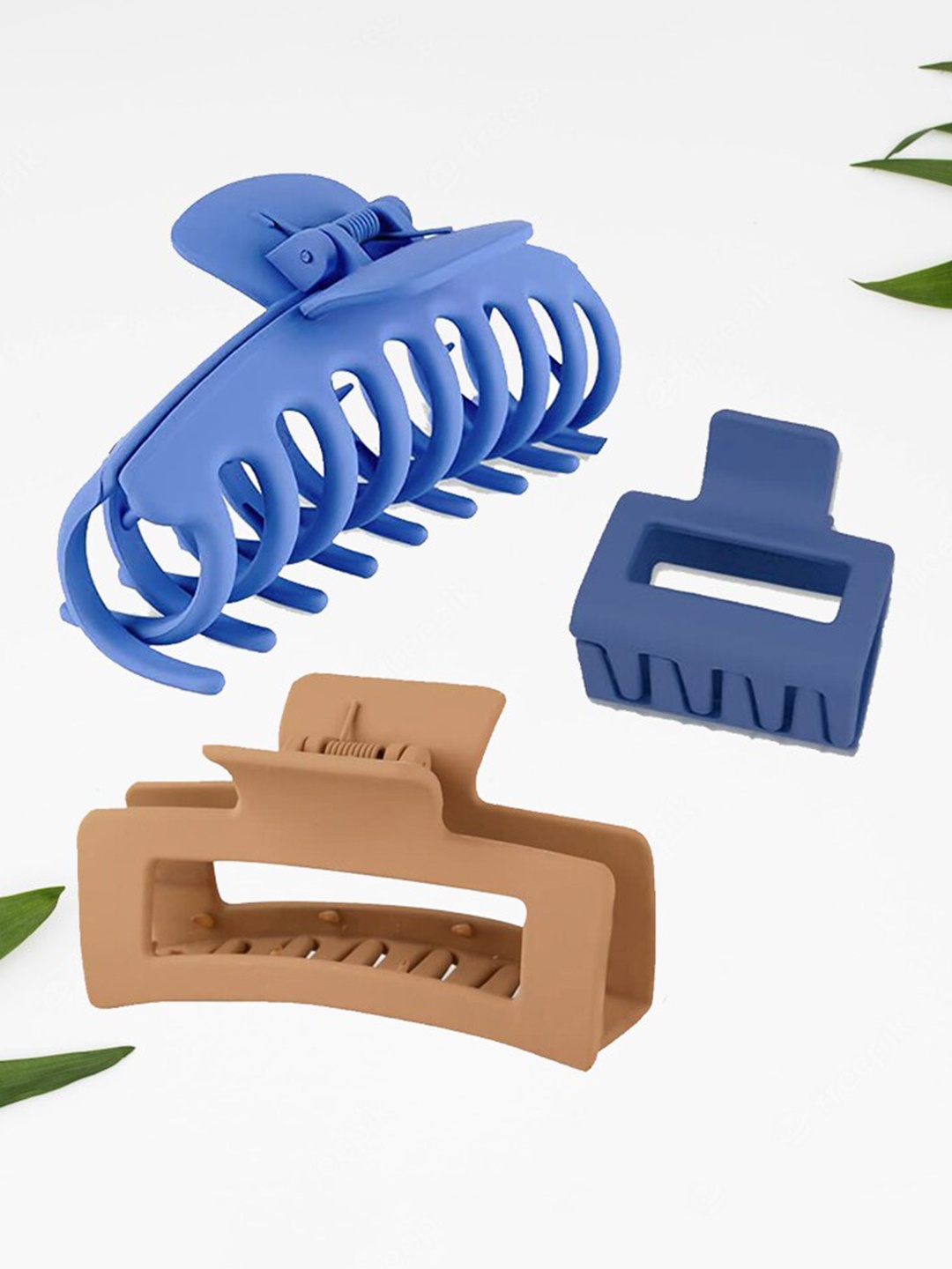 

FIMBUL Women Set of 3 Matte Hair Claw Clip, Blue