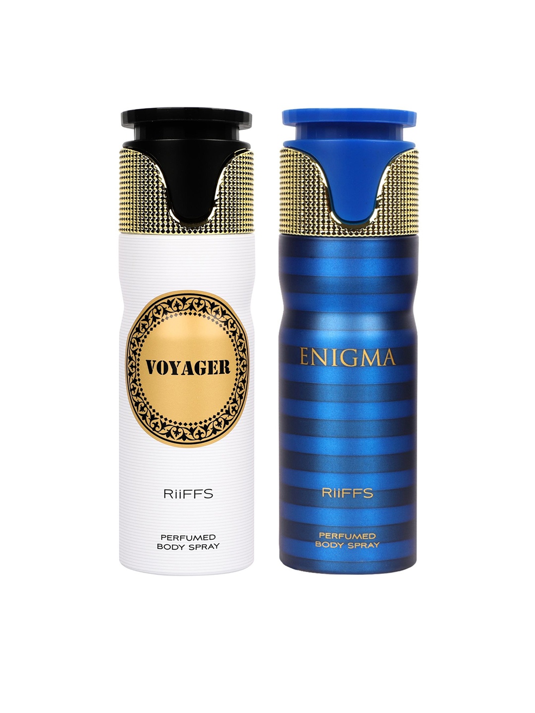 

RIIFFS Set of 2 Premium Long Lasting Deodorant 200 ml each - Voyager & Enigma, Blue