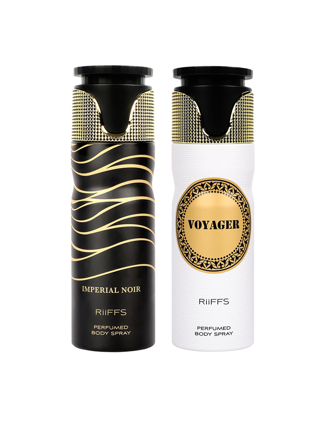 

RIIFFS Set of 2 Premium Long Lasting Deodorant 200 ml each - Imperial Noir & Voyager, Black