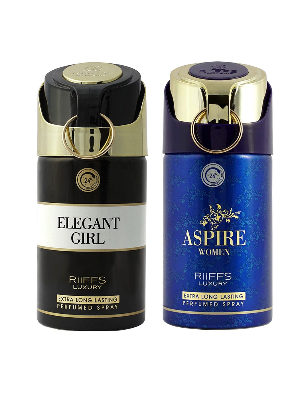 

RIIFFS Women Set of 2 Long Lasting Deodorant 250 ml Each - Elegant Girl & Aspire Women, Blue