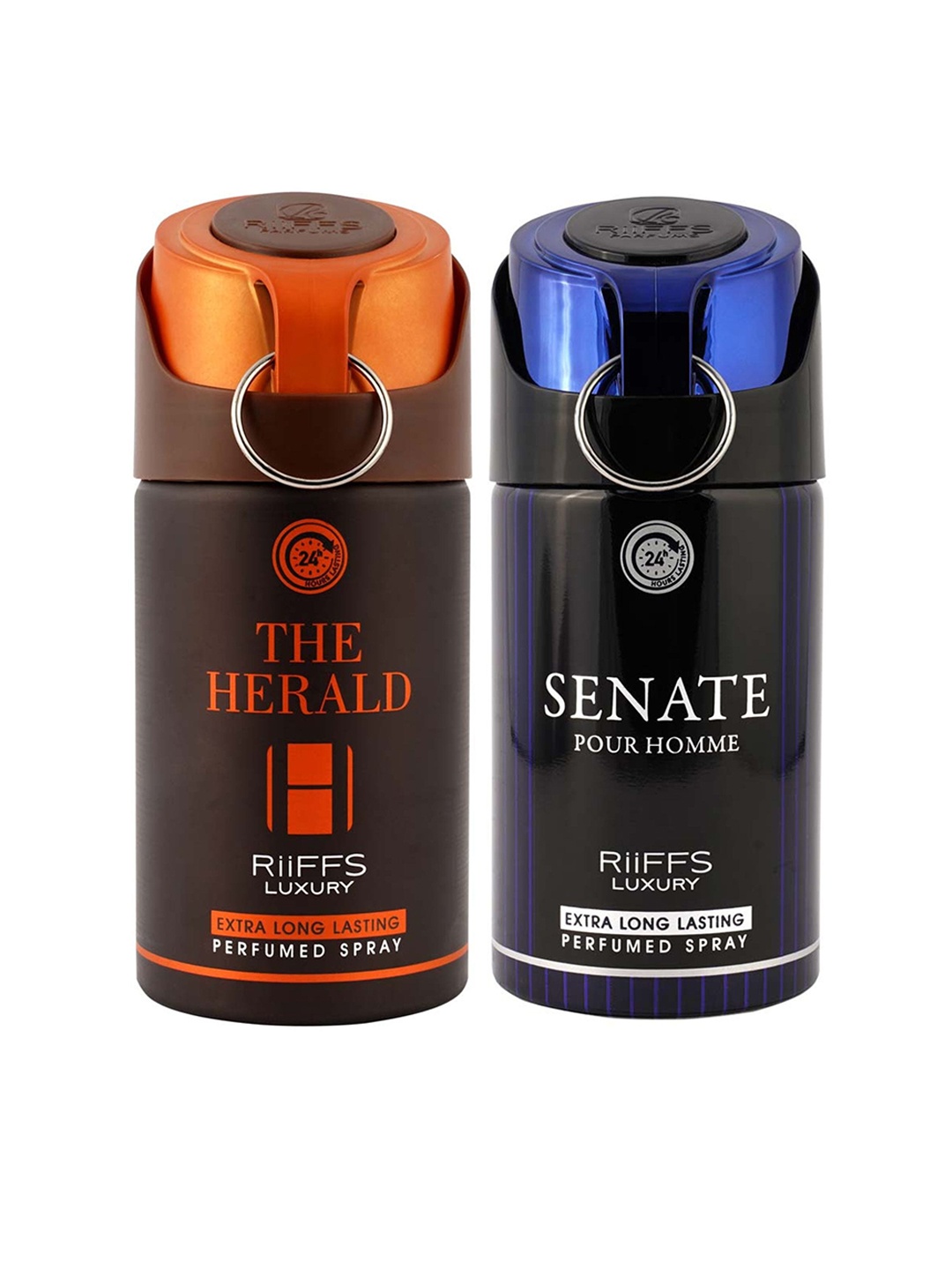 

RIIFFS Men Set of 2 Long Lasting Deodorant 250 ml Each - The Herald & Senate Pour Homme, Black