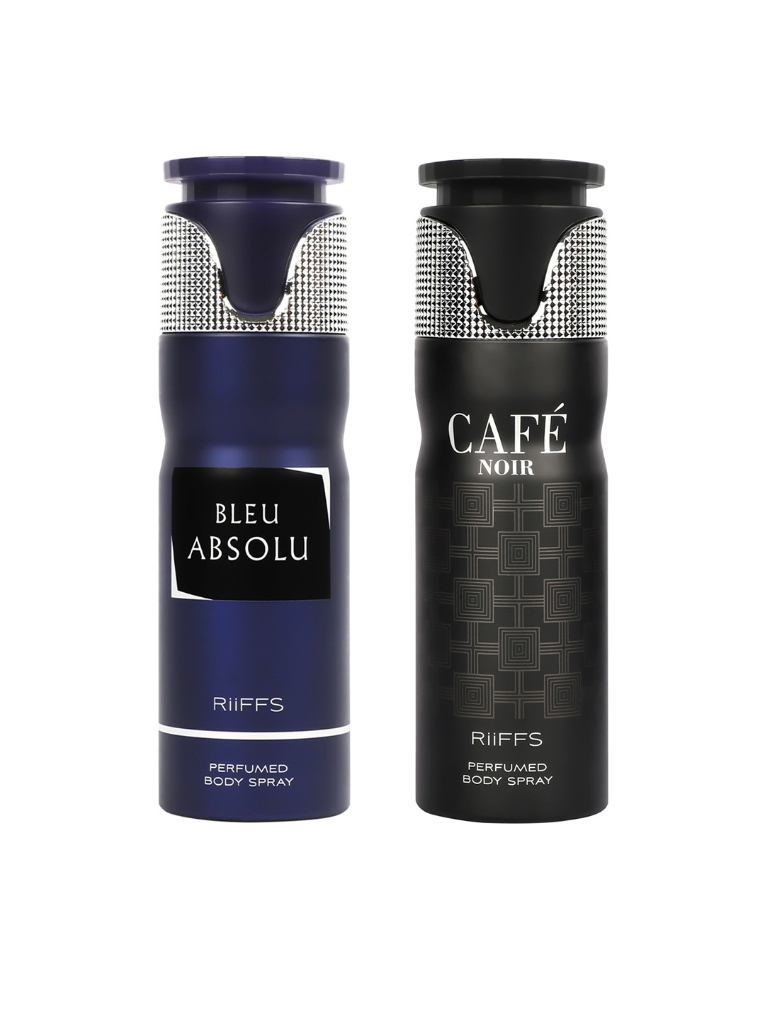 

RIIFFS Men Set of 2 Long Lasting Deodorant 200 ml Each - Blue Absolu & Cafe Noir, Black