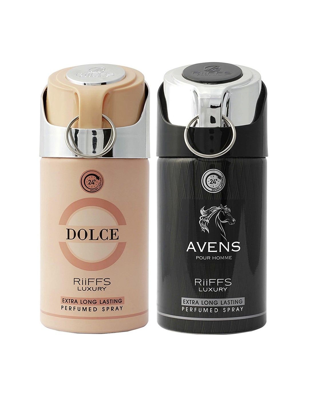 

RIIFFS Men Of 2 Long Lasting Deodorant 250 ml Each - Dolce & Avens Pour Homme, Black