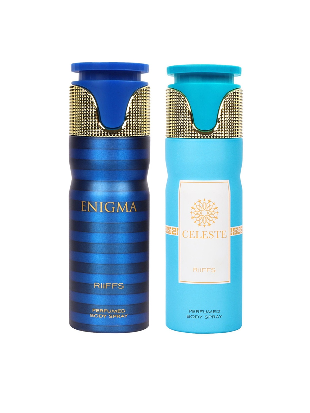 

RIIFFS Set Of 2 Long Lasting Deodorants 200 ml Each - Enigma & Celeste, Blue