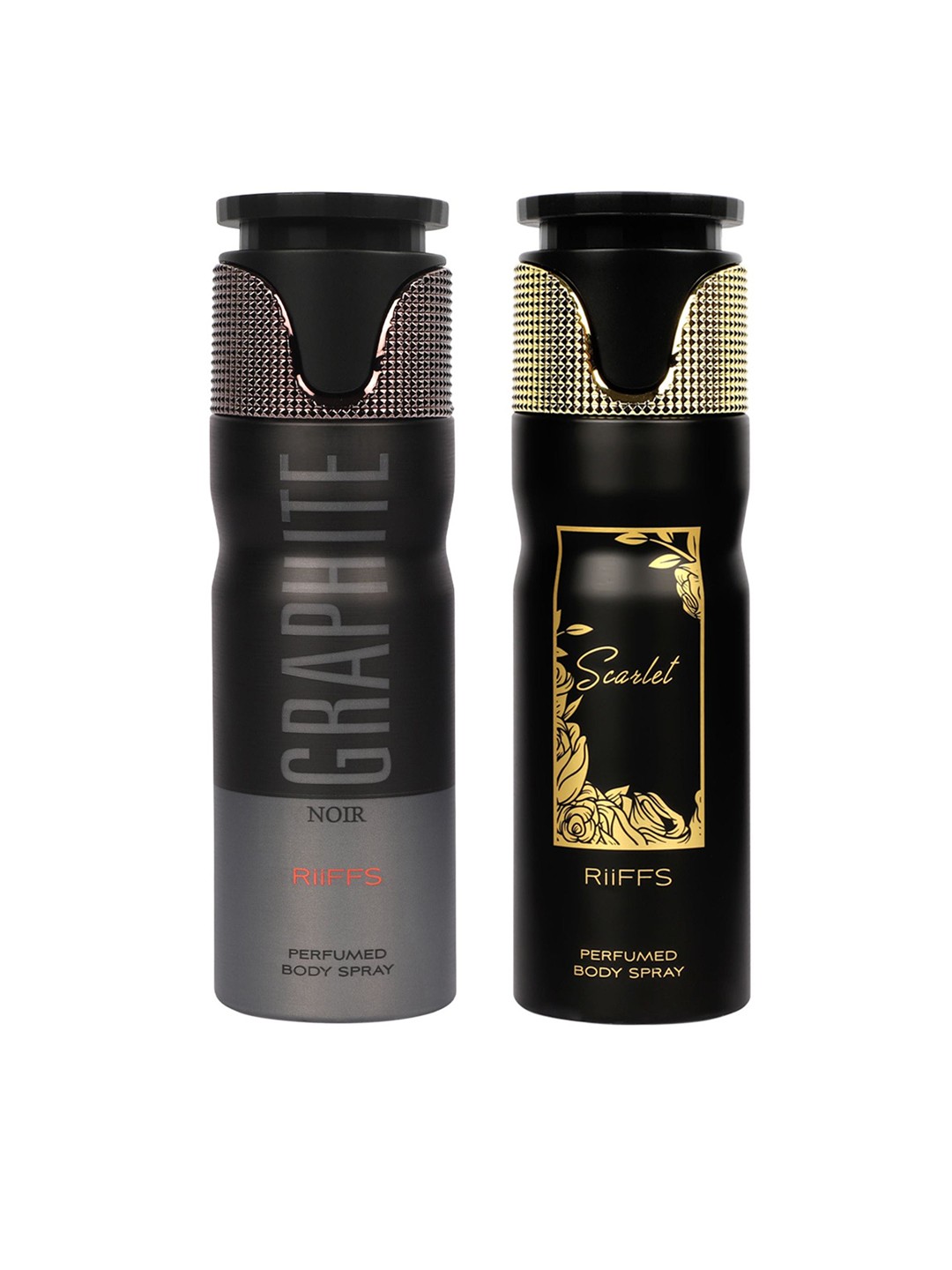 

RIIFFS Set Of 2 Long Lasting Deodorants 200 ml Each - Graphite Noir & Scarlet, Black