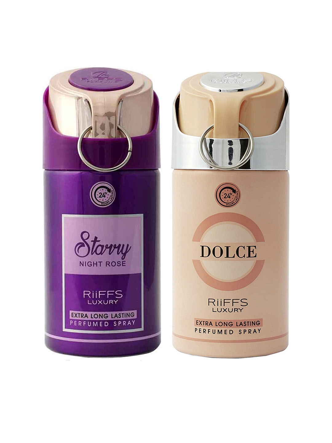 

RIIFFS Women Set Of 2 Long Lasting Deodorants 250 ml Each - Starry Night Rose & Dolce, Purple