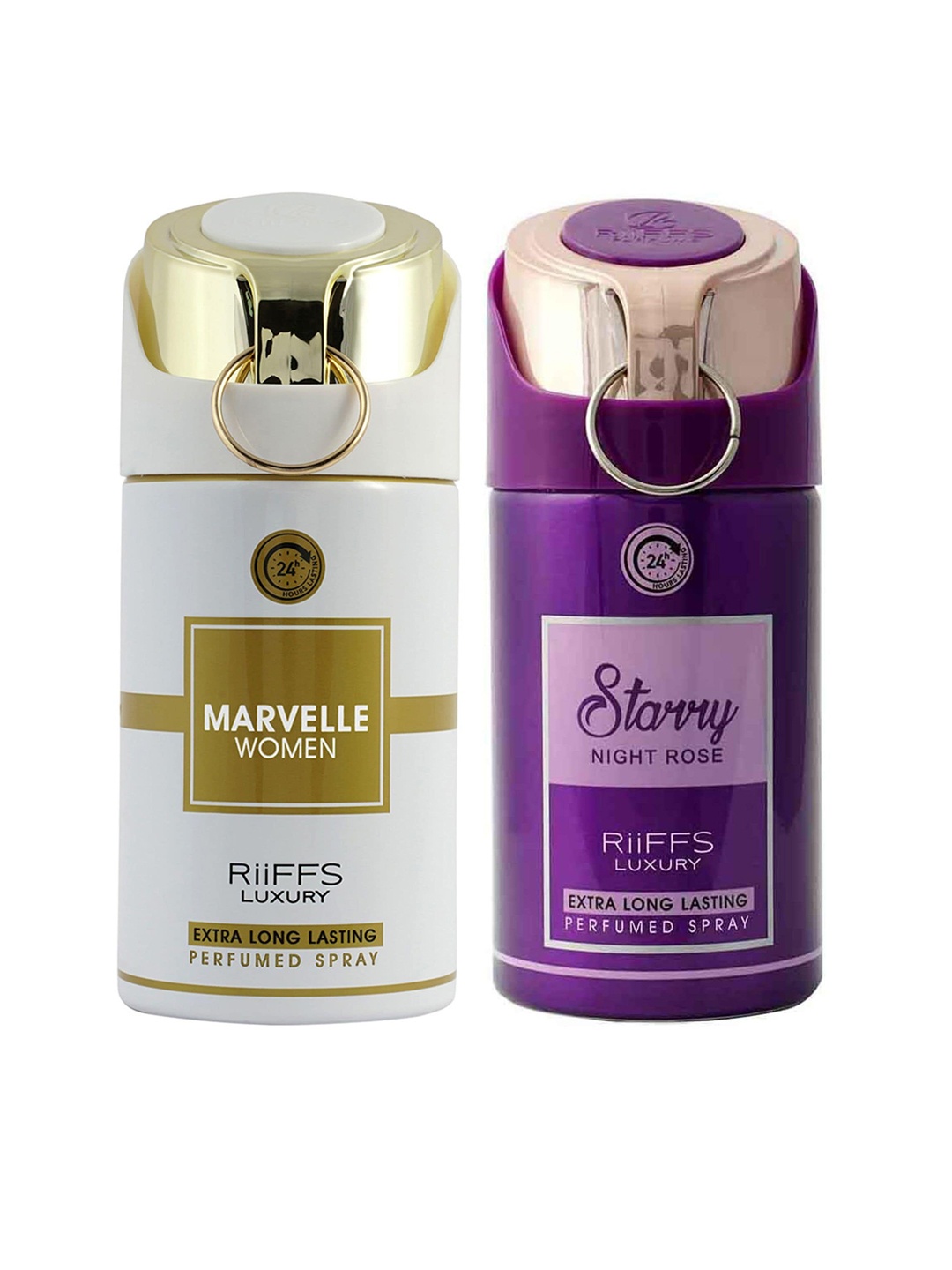 

RIIFFS Women Set of 2 Long Lasting Deodorant 200ml Each- Marvelle Women & Stary Night Rose, White