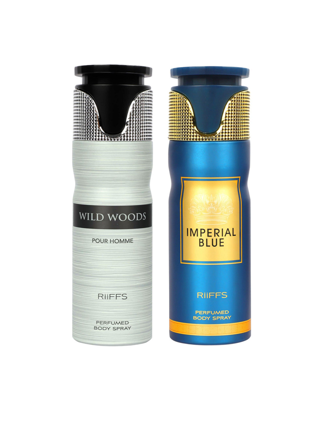 

RIIFFS Set Of 2 Long Lasting Deodorants 200 ml Each - Wild Woods & Imperial Blue