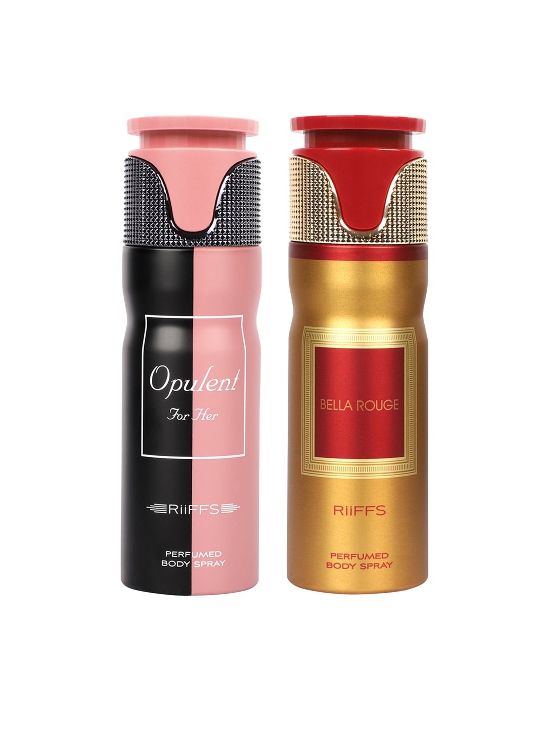 

RIIFFS Women Set of 2 Long Lasting Deodorant 200 ml Each - Opulen For Her & Bella Rouge, Gold