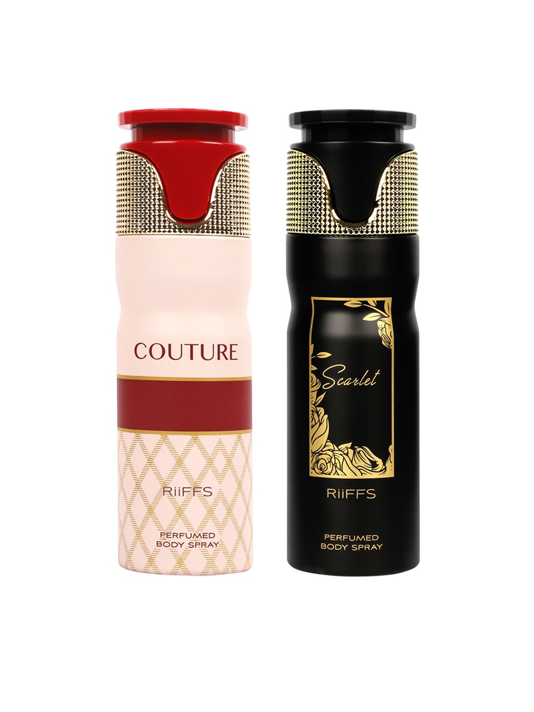 

RIIFFS Set Of 2 Long Lasting Deodorants 200 ml Each - Couture & Scarlet, Black