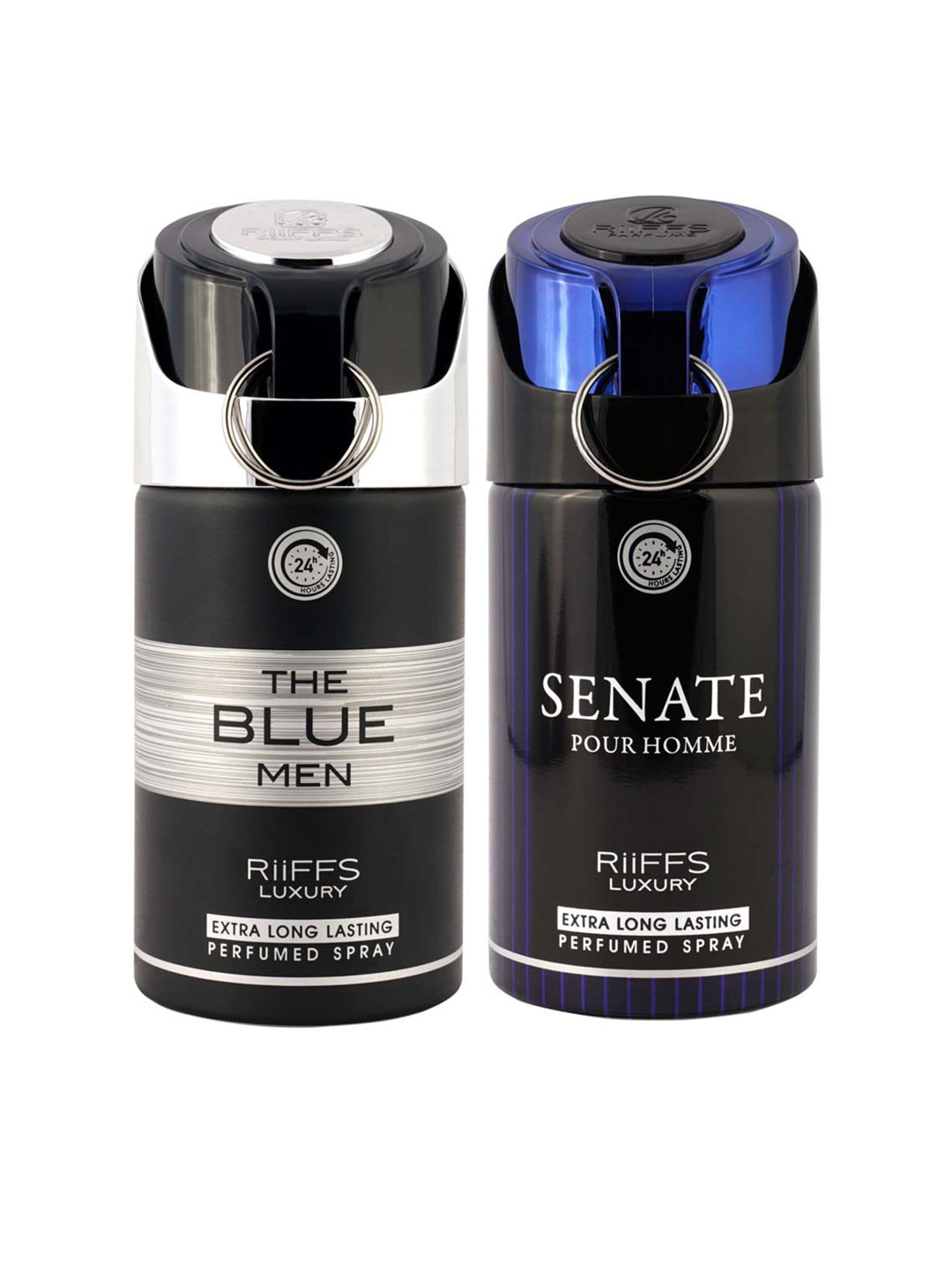 

RIIFFS Men Set of 2 Long Lasting Deodorant 250 ml Each - The Blue Men & Senate Pour Homme, Black
