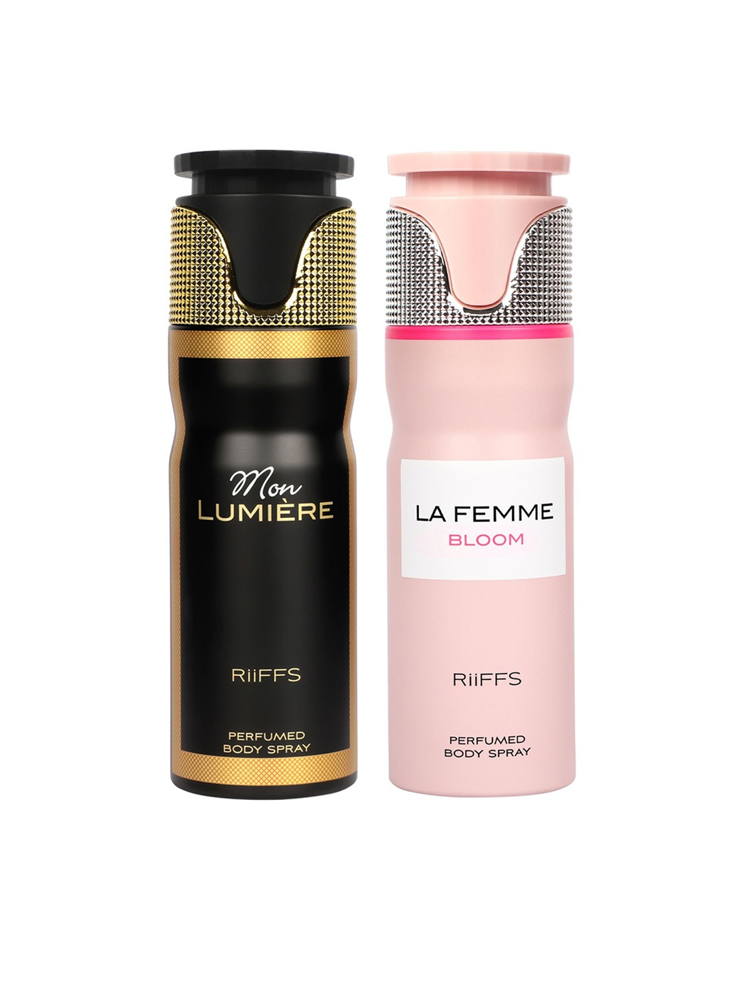

RIIFFS Women Set of 2 Long Lasting Deodorant 200 ml Each - Mon Lumiere & La Feme Bloom, Black