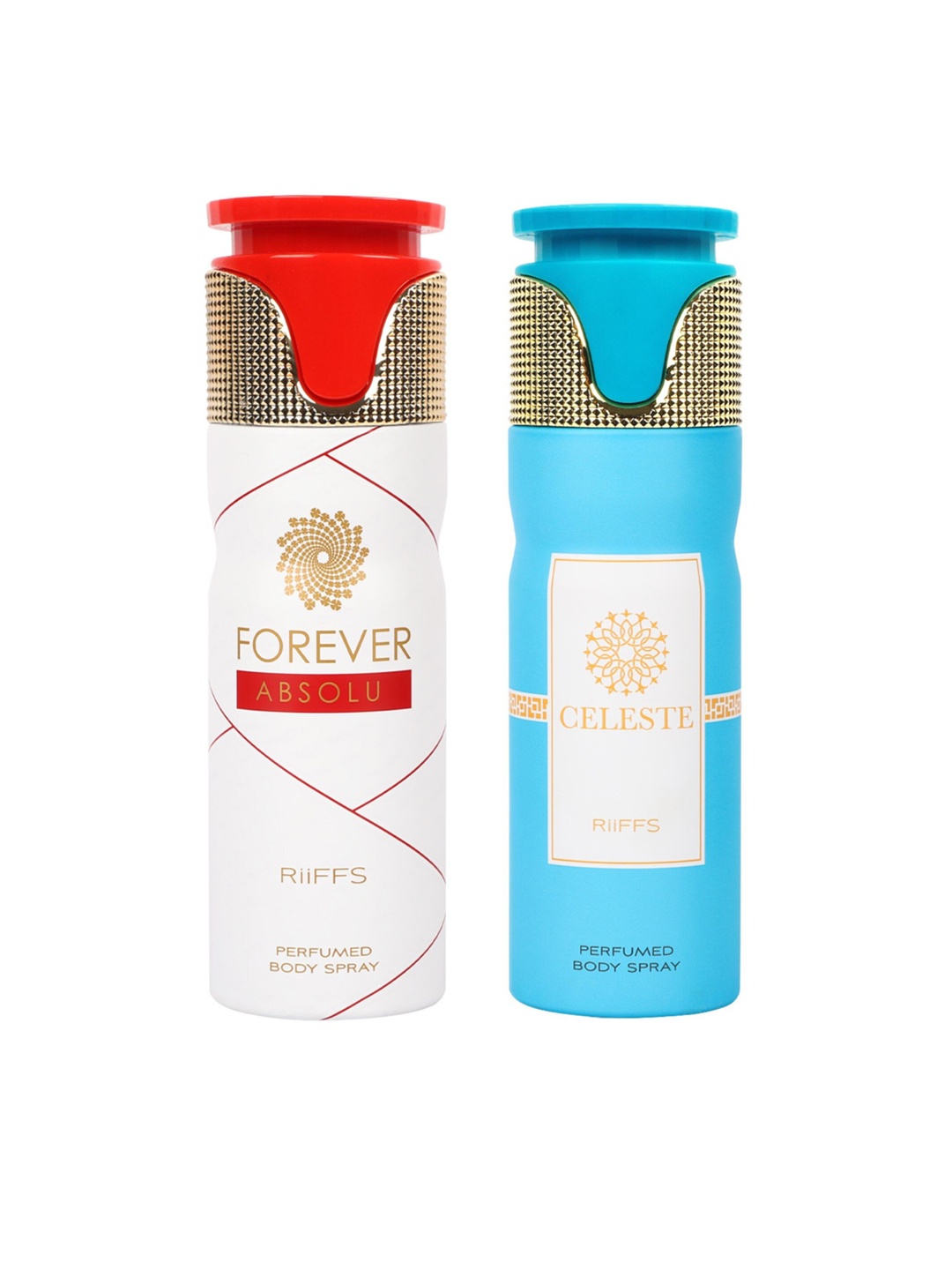 

RIIFFS Set Of 2 Long Lasting Deodorants 200 ml Each - Forever Absolu & Celeste, Blue