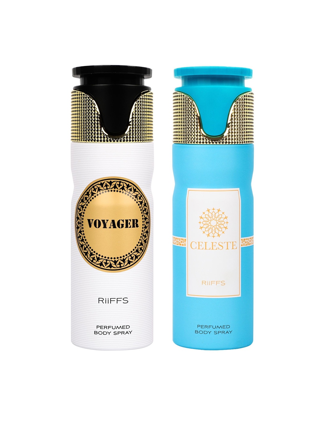 

RIIFFS Set of 2 Long Lasting Deodorants 200 ml Each - Voyager & Celeste, White