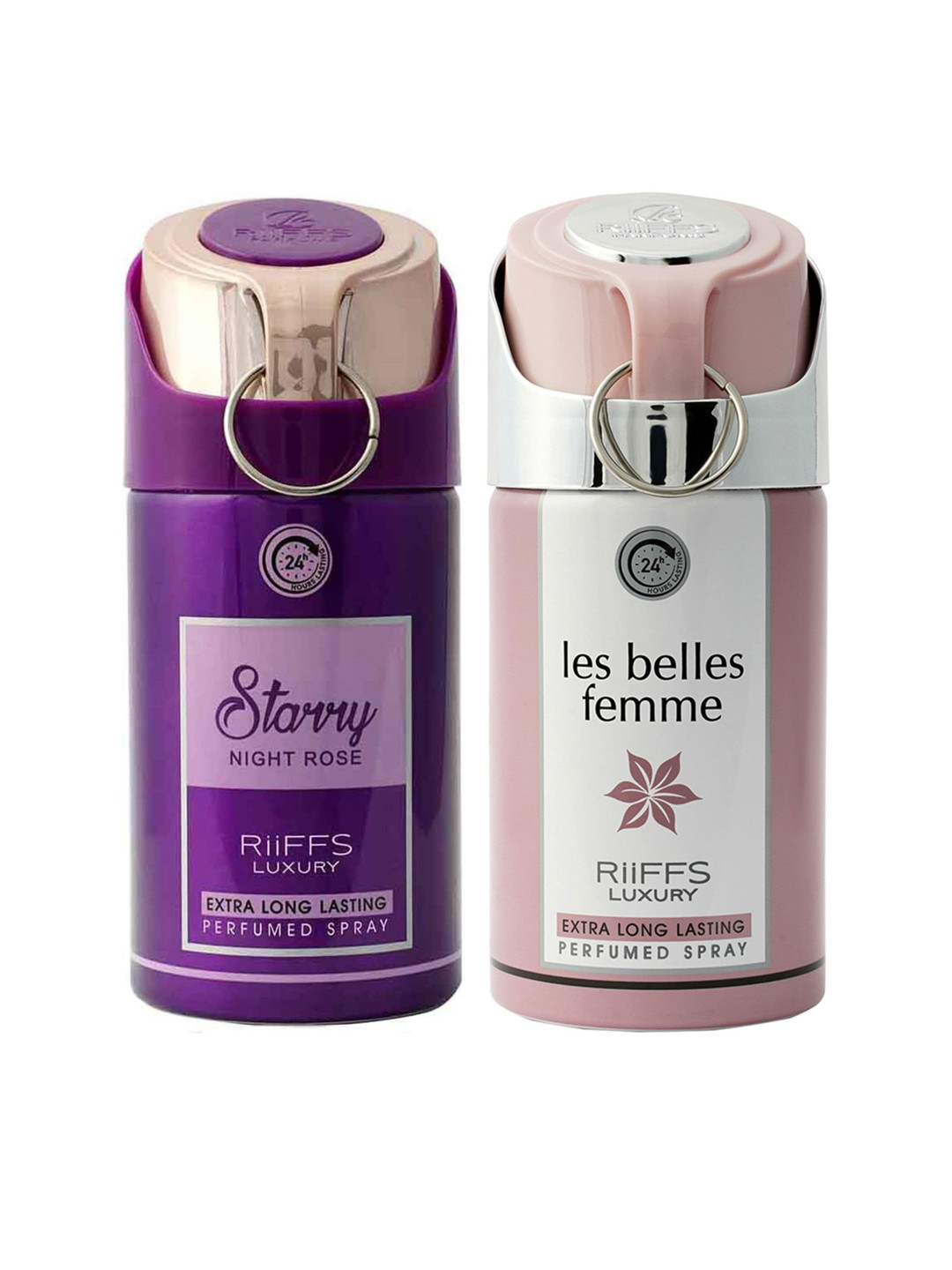 

RIIFFS Women Set Of 2 Long Lasting Deodorants - Starry Night Rose & Les Belles Femme, Purple