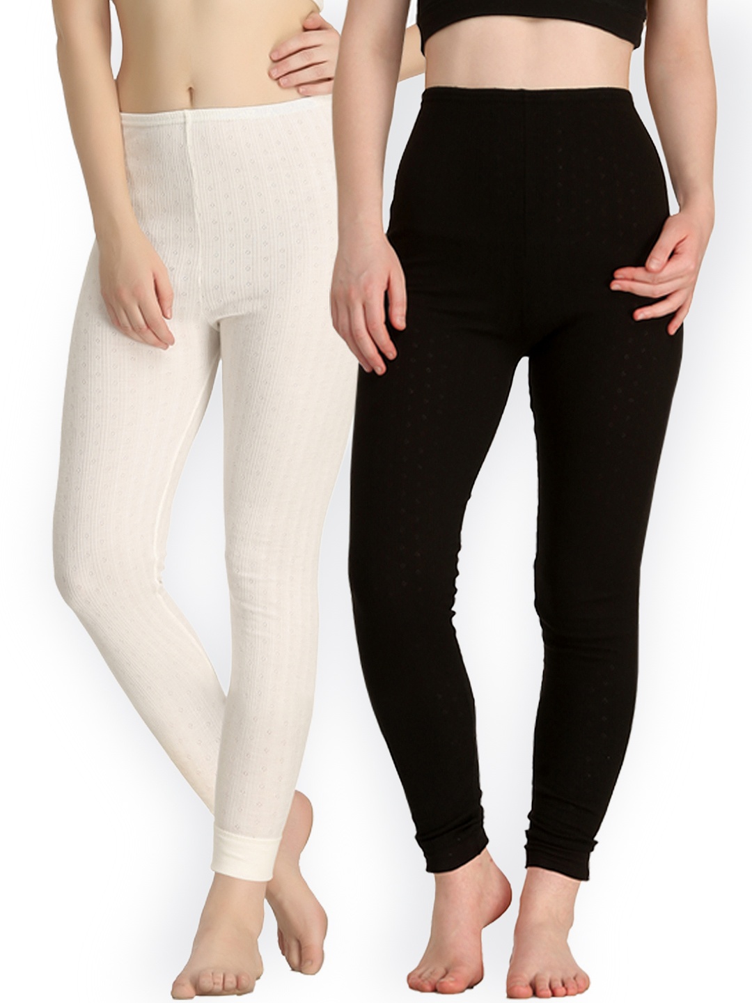 

Kanvin Women Pack of 2 Thermal Bottoms, Off white