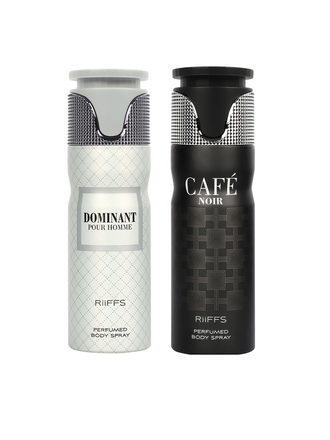 

RIIFFS Men Set of 2 Long Lasting Deodorants 200 ml Each - Cafe Noir & Dominant, Grey