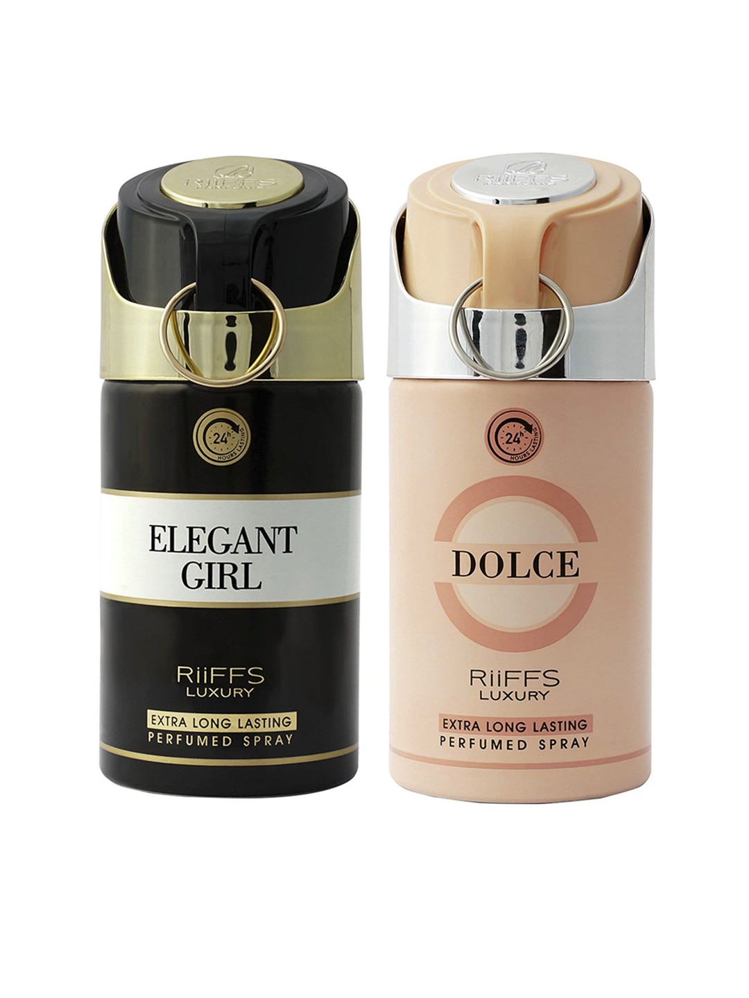 

RIIFFS Women Set Of 2 Extra Long-Lasting Deodorant 250ml each - Elegant Girl & Dolce, Black