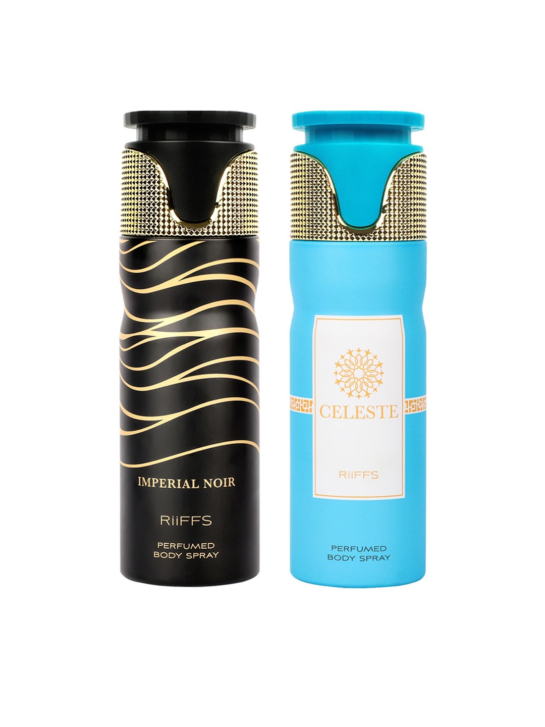 

RIIFFS Set of 2 Long Lasting Deodorants 200 ml Each - Imperial Noir & Celeste, Black